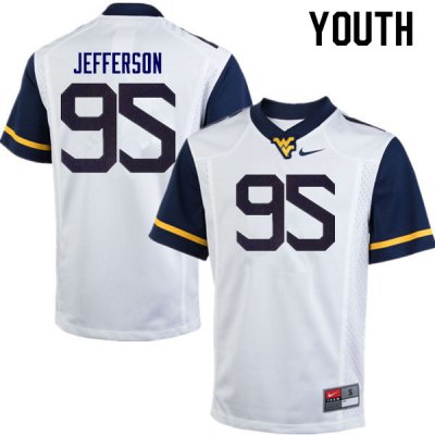 Youth West Virginia Mountaineers NCAA #95 Jordan Jefferson White Authentic Nike Stitched College Football Jersey NX15Y74BB